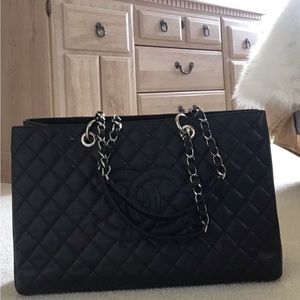Authentic Black Chanel Caviar XL Grand Shopping Tote